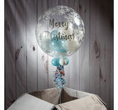 Personalised Snowflake Print Christmas Balloon-Filled Bubble Balloon