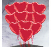 One Dozen Inflated Red Heart Foil Balloons