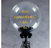 Personalised Black Feathers Bubble Balloon