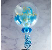 Personalised Light Blue Balloon-Filled Bubble Balloon