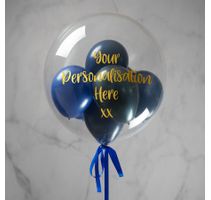 Personalised Navy &amp; Dark Blue Balloon-Filled Bubble Balloon
