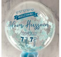 'Welcome Baby Boy' Personalised Blue Star Confetti Balloon