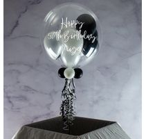 Personalised Black &amp; White Balloon-Filled Bubble Balloon