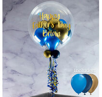 Personalised Dark Blue & Gold Balloon-Filled Bubble Balloon