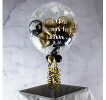 Personalised Black & Gold Balloon-Filled Graduation Hats Print Bubble Balloon
