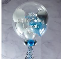 Personalised Ice Blue Balloon-Filled Bubble Balloon