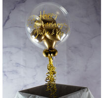 Personalised Golden Sparkle Balloon-Filled Bubble Balloon