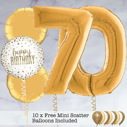 70th Birthday Gold Foil Balloon Package