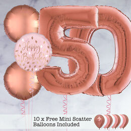 50th Birthday Rose Gold Foil Balloon Package