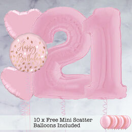 21st Birthday Light Pink Foil Balloon Package