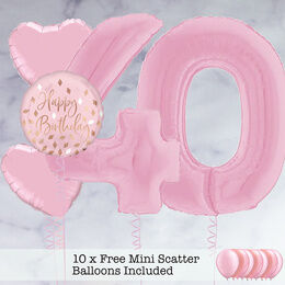 40th Birthday Light Pink Foil Balloon Package