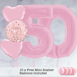50th Birthday Light Pink Foil Balloon Package