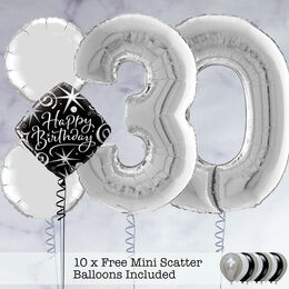30th Birthday Silver Foil Balloon Package