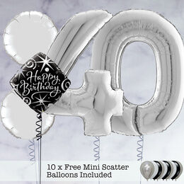 40th Birthday Silver Foil Balloon Package