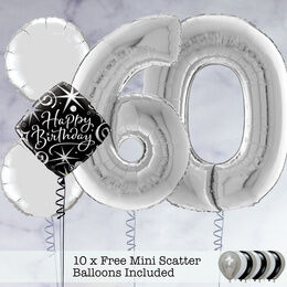 60th Birthday Silver Foil Balloon Package