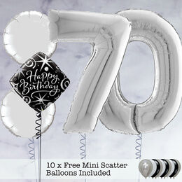 70th Birthday Silver Foil Balloon Package