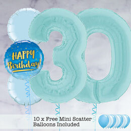 30th Birthday Pastel Blue Foil Balloon Package