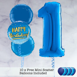 1st Birthday Royal Blue Foil Balloon Package
