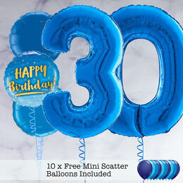 30th Birthday Royal Blue Foil Balloon Package