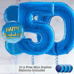 50th Birthday Royal Blue Foil Balloon Package