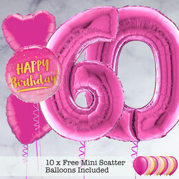 60th Birthday Hot Pink Foil Balloon Package