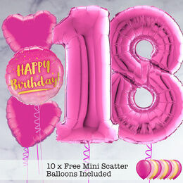 18th Birthday Hot Pink Foil Balloon Package