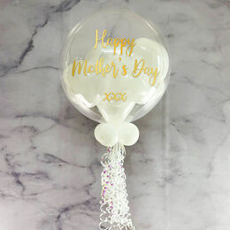 Personalised White Heart Balloon-Filled Mother's Day Bubble Balloon