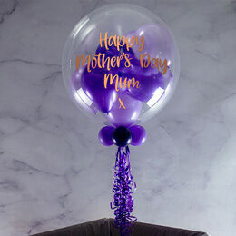 Personalised Purple Balloon-Filled Mother's Day Bubble Balloon