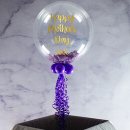 Personalised Lilac Feathers Mother's Day Bubble Balloon
