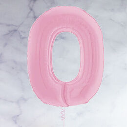 26" Pastel Pink Number Foil Balloon - 0