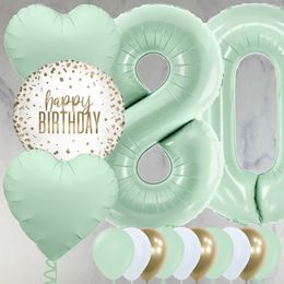 80th Birthday Mint Green Foil Balloon Package