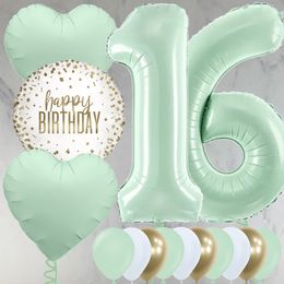 16th Birthday Mint Green Foil Balloon Package