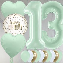13th Birthday Mint Green Foil Balloon Package