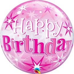 Pink Happy Birthday Design Bubble Balloon