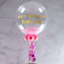 Newborn Baby Personalised Feather Bubble Balloon