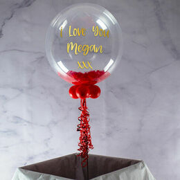 Personalised 'I Love You' Feather Bubble Balloon