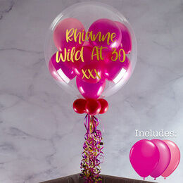 Personalised Dark Pink Balloon-Filled Bubble Balloon