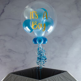 Personalised Light Blue Balloon-Filled Bubble Balloon
