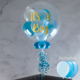 Personalised Light Blue Balloon-Filled Bubble Balloon