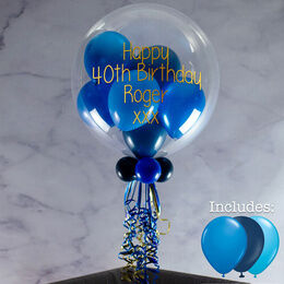 Personalised Navy & Dark Blue Balloon-Filled Bubble Balloon