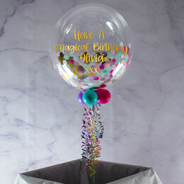 Personalised Unicorn Confetti Bubble Balloon