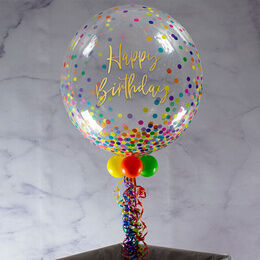 Personalised Rainbow Confetti Print Bubble Balloon