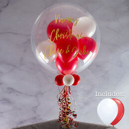Personalised Candy Cane Balloon-Filled Bubble Balloon