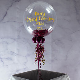 Personalised Berry Feathers Bubble Balloon