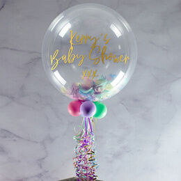 Personalised Pastel Feathers Bubble Balloon