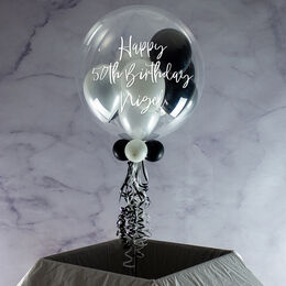 Personalised Black & White Balloon-Filled Bubble Balloon