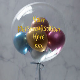 Personalised Satin Chrome Balloon-Filled Bubble Balloon