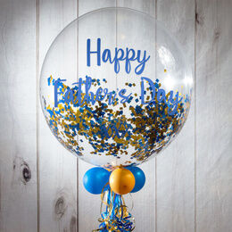 Personalised Blue & Gold 'Powderfetti' Bubble Balloon