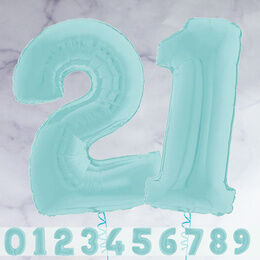 26" Pastel Blue Number Foil Balloons (0 - 9)