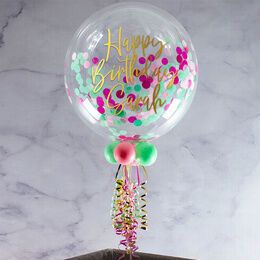 Personalised Candyfloss Confetti Bubble Balloon